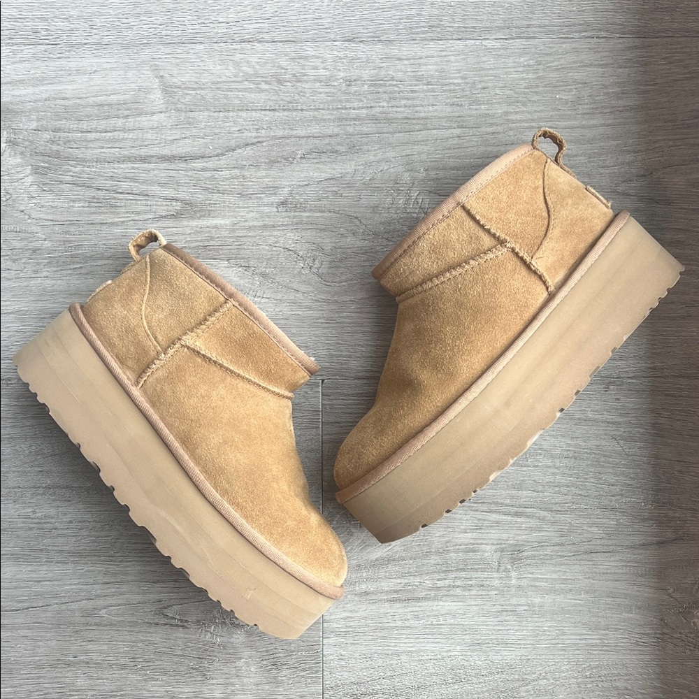 UGG Women's Platform Ankle Booties in Chestnut Suede